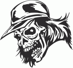 Horror Skull with Cap Sticker Free Vector, Free Vectors File