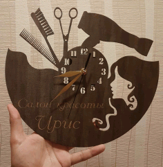 Hairdresser Barber Salon Decorative Clock Free Vector, Free Vectors File