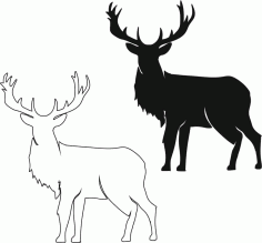 Standing Deer Silhouette Free Vector, Free Vectors File
