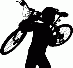 Boy and Bicycle Silhouette Free Vector, Free Vectors File