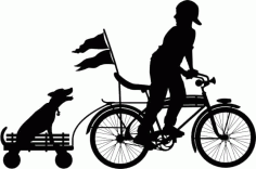 Boy Dog and Bicycle Silhouette Free Vector, Free Vectors File