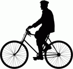 Old Man Bicycle Silhouette Free Vector, Free Vectors File