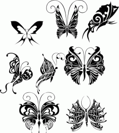 Butterfly Tattoo Design Vectors Pack Free Vector, Free Vectors File