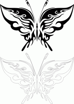 Butterfly Sticker Sketch Free Vector, Free Vectors File