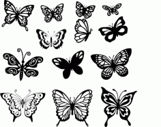 Butterfly Stickers Collection Set Free Vector, Free Vectors File