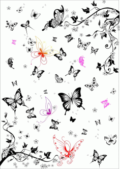 Multi Black and White Butterfly Set Free Vector, Free Vectors File