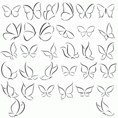 Butterfly Line Art Designs Set Free Vector, Free Vectors File