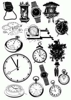 Time Clock and Watch Icon Set Free Vector, Free Vectors File