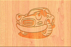 Car Wooden Engraved Shape Free Vector, Free Vectors File