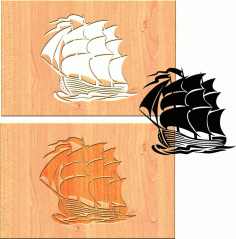 Unfinished Ship Wooden Engraved Shape Free Vector, Free Vectors File