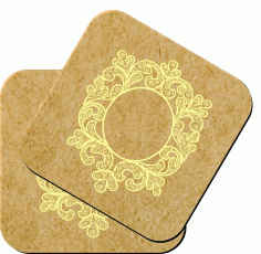 Wood Coaster Floral Decorative Sticker Free Vector, Free Vectors File