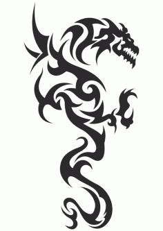 Black and white Tattoo Dragon Free Vector, Free Vectors File