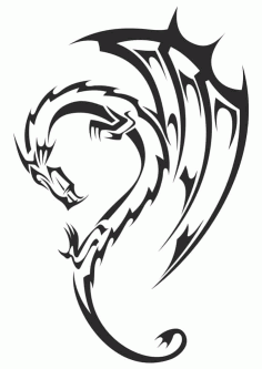 Dragon Tribal Tattoo Free Vector, Free Vectors File