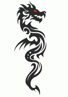 Cool Tribal Dragon Tattoo Design Free Vector, Free Vectors File