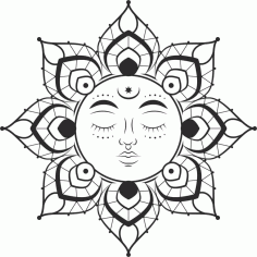 Mandala Sun Line Art Free Vector, Free Vectors File