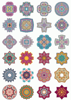 Mandala Doodle Ornaments Set Free Vector, Free Vectors File