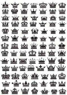 Crowns Silhouette Sticker Set Free Vector, Free Vectors File