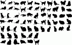 Cat Silhouette Stickers Set Free Vector, Free Vectors File