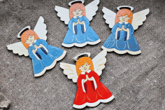 Laser Cut Angels Christmas Decoration Wood Cutout Free Vector, Free Vectors File