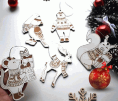 Laser Cut Animal Christmas Ornaments Free Vector, Free Vectors File
