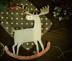 Laser Cut Christmas Reindeer Badge Decor Free Vector, Free Vectors File