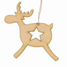Laser Cut Christmas Pendant Deer With Star Free Vector, Free Vectors File