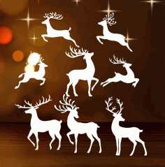 Laser Cut Christmas Reindeer Sticker Pack Free Vector, Free Vectors File