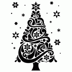 Laser Engraving Christmas Tree Free Vector, Free Vectors File