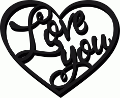 Love You Heart Shape Silhouette Sticker Free Vector, Free Vectors File