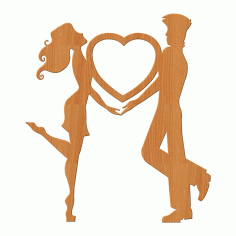 Laser Cut Wooden Lover Couple Valentine Day Design Free Vector, Free Vectors File