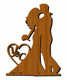 Laser Cut Wooden Couple Valentine Day Cutout Free Vector, Free Vectors File