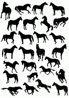 Horses Silhouette Pack Free Vector, Free Vectors File