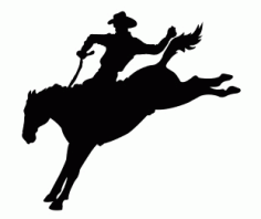 Cowboy Running Horse Silhouette Free DXF File, Free Vectors File