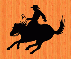Cowboy Silhouette Sticker Free DXF File, Free Vectors File