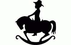 Rocking Horse Silhouette Sticker Free DXF File, Free Vectors File