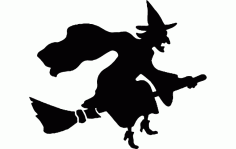 Witch Silhouette Sticker Free DXF File, Free Vectors File