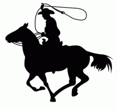 Cowboy Silhouette Stencil Free DXF File, Free Vectors File