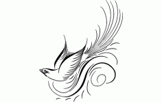 Calligraphy Bird Free DXF File, Free Vectors File