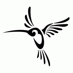 Nice Tribal Humming Bird Tattoo Design Free DXF File, Free Vectors File