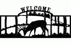Welcome Sign Deer Sticker Free DXF File, Free Vectors File