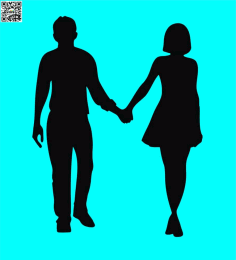 Elegant Couple of Lovers Holding Hands Silhouette Free Vector, Free Vectors File