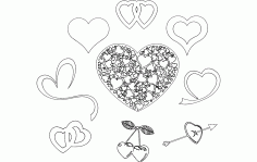 Valentines Day Hearts Free DXF File, Free Vectors File