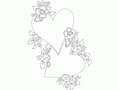 Floral Heart Design Free DXF File, Free Vectors File