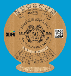 50 Years Perpetual Calendar Laser Cut Wooden Design Free Vector, Free Vectors File