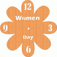 Laser Cut Flower Shaped Wall Clock 8 March Women Day Free Vector, Free Vectors File