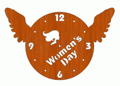 Laser Cut Wooden Wall Clock with Women Face Free Vector, Free Vectors File