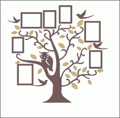 Laser Cut Family Tree Owl Photo Frames Free Vector, Free Vectors File