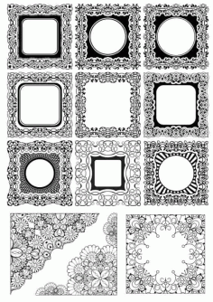 Square Frame Ornamental Free Vector Pack, Free Vectors File
