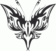 Tribal Butterfly Vector Art Free DXF File, Free Vectors File