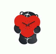 Laser Cut Bear with Heart Clock Free Vector, Free Vectors File